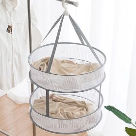 Foldable single and double layer clothes drying basket
